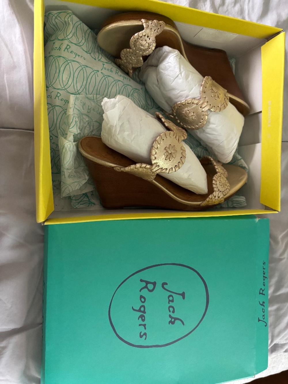 Jack Rogers Gold Wedge